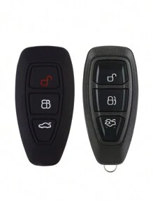1 pièce Housse de protection en silicone noir pour clé de voiture, convient pour les voitures à 3 boutons : Carnival IV, Focus III, Galaxy, Fusion, Mondeo IV, B-Max, C-Max, S-Max, Kuga, Ecosport