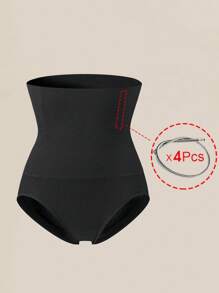 2 Pcs High Waist Contorl Tummy Panties Seamless Women's Shapewear Body Shaper Waist Trainer Slimming Falt Belt Sheath Woman Shaping Panty Ladies Briefs Underwear - Black - View 7