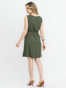 JIN SER Viscose Dress - xanh quân đội - Xem 5
