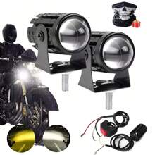 Par Faros Auxiliares Luces Led Moto Doble Color Impermeable - Negro - Ver 1