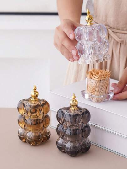 1 件形牙签筒容器、牙签、牙线和清洁棉签收纳盒，适用于万圣节、圣诞节、婚礼派对