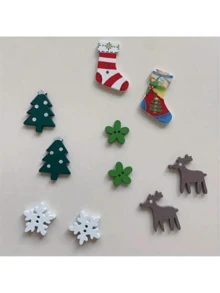 50 件木制装饰纽扣 - 圣诞树、雪花和手套的混合图案 - 用于手工制作 DIY 贴纸、制作圣诞贺卡、剪贴簿、头饰和装饰复活节礼物圣诞工艺用品、木制纽扣、复活节 - 彩色 - 查看 7