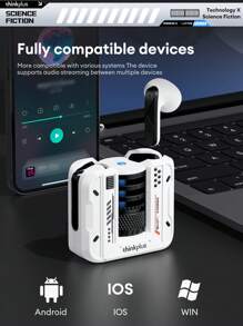 Lenovo LP49 Bluetooth Earphones, Half In-Ear For Gaming & Music, Dual Mode, 5.4 Smart Noise-Proof, Long Lasting Call, Cool Tech Design, Comfortable Fit, Wireless Earbuds For Smartphones & Laptops - Grey - View 10