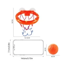 1 Bộ rổ bóng rổ mini di động (kèm 3 quả bóng), vành bóng rổ hút chân không trong phòng tắm, giá để bóng rổ dưới nước, đồ chơi tắm, quà tặng sinh nhật - Nhiều màu - Xem 8