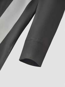 2pcs Men's Gray Stripe Dashiki Set, Long Sleeve Crew Neck Button Hem Slit Relaxed Pants, Casual Shirt & Trousers Suit, New Seasons Wedding Party Casual Wear - Grey - View 9