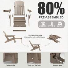 FOOWIN Silla Adirondack ajustable con otomana retráctil, silla Adirondack plegable de HDPE con portavasos, silla para hoguera para exteriores resistente a todo tipo de clima