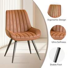 Nalupatio Dining Chairs Set Of 4,Mid Century Modern Kitchen Chairs,Upholstered Fabric Armless Dinning Side Chairs With Back And Metal Legs For Kitchen,Dining Room,Living Room - màu nâu - Xem 3