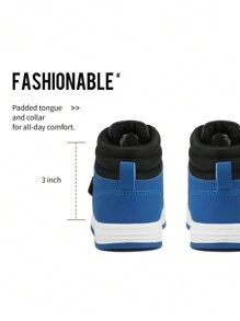Boys Girls High Top Sneakers Hook-Loop Strap Fashion Basketball Sneakers Comfortable Kids Shoes - 彩色 - 查看 6