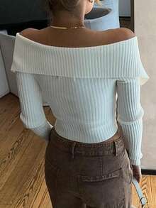 Y2K lässige Strickjacke mit Umlegekragen, Reißverschluss, geripptem Strick, Revers, Armausschnitt und langem Ärmel, Basis T-Shirt Pullover Top