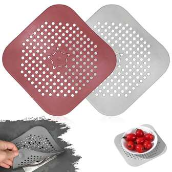 2pcs Sink Filter For Kitchen & Bathroom, Sink Anti-Clog Drain Pad, Silicone Kitchen Deodorizer Plug, Floor Drain Cover, Tub Shower Floor Drain Plug