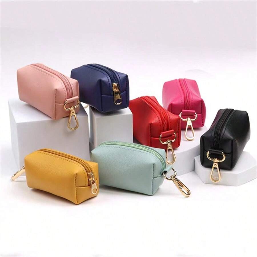 1pc Leather Portable Waste Bag Holder & Dispenser For Pet Owners, Convenient Carry, Multiple Colors Available, Well-Made With Sturdy Zipper - Multicolor - View 1
