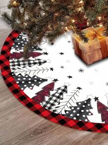 1 pièce Jupe d'arbre de Noël en polyester de 90cm/120cm, décoration de Noël pour la maison, tapis d'arbre de Noël flocon de neige, Noël 2024 Bonne année 2025, Noël