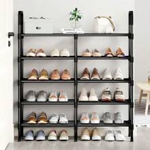 1 pieza Estantería para zapatos de múltiples niveles, estantería para zapatos independiente, fácil de ensamblar, organizador de zapatos para casa de alquiler, entrada, pasillo, dormitorio, baño, oficina, sala de estar - Negro - Ver 2