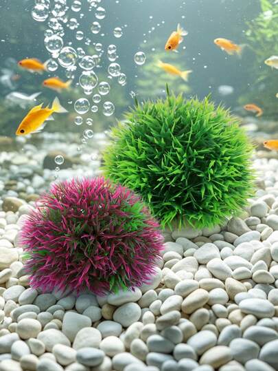 新款水族箱装饰人造塑料仿真水草草球，多款式可选，美观耐用，易于维护，不会污染水质