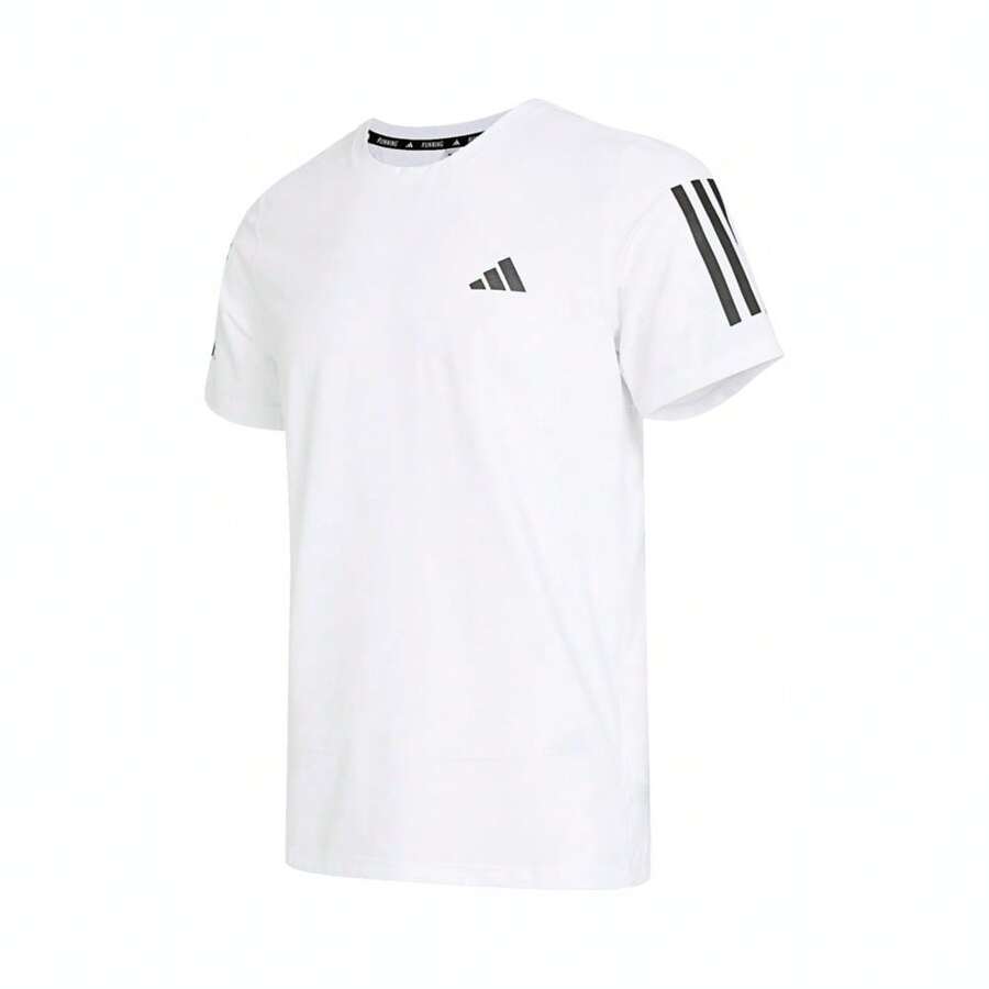 Adidas Men's OTR B TEE Knitted Collarless Short Sleeve T-Shirt TIK7436 - White - View 1