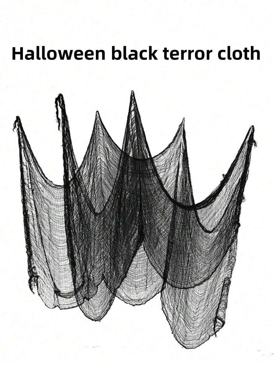1pc Halloween Black Gauze Fabric For Haunted House, Bar Decor Or Scary Room Setup,Christmas