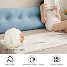 1pc Triangular Headboard Pillows Twin/Queen/King Size Head Roll Pillow Bed Wedge Pillow Large Bolster Bed Rest Reading Pillows Backrest Positioning Support Pillows With Side Pockets Bolster Cushion - 淺藍色 - 查看 3