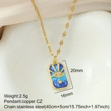 一条心形邪眼与太阳吊坠项链，适合女士，配有乌龟、蜜蜂、大象、熊和心形吊坠，金色，由不锈钢制成，情人节珠宝 - 金黃色 - 查看 21