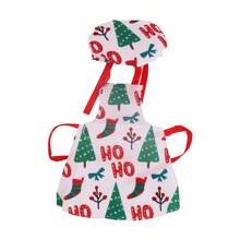 1 pieza Conjunto de accesorios navideños para muñeca - Delantal + Gorro de chef (El diseño es aleatorio, la muñeca no está incluida)