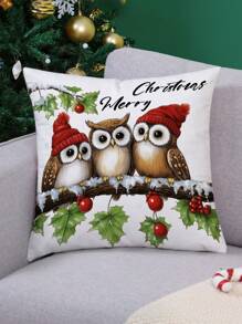 1 Stück süßer Weihnachtsmann Muster dekorativer Kissenbezug, moderne Stoff Plüsch bedruckte Polsterung für Sofa Wohnzimmer Weihnachtsdekoration Zuhause, ohne Füllung