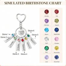 Gifts For Mom Personalized Family Keychain Custom Birthstones Keyring With Name Custom Engraved Heart Keyring,Dawg,Engraved,Durable,Sequines,Stainless,Vintage,Casual,Unisex,Hipster,Old Money,Stylish,Custom,Personalized,Unique,Customized,Ideal Gifts For Him,Ideal Gifts For Her,Boyfriend,Girlfriend,Family,Friends,Grandparents,Children,Her,For Anniversaries,For Birthdays,For Weddings,For Graduation,For Housewarming,Personalized Gifts For Women/Men,Personalized/Customized Keychain - Silver - View 2