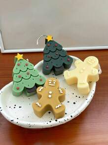 1pc Christmas Tree Candle 3D Silicone Mold, Aroma Candle Handmade Soap Mold For Handmade Candle Making, DIY Craft & Gift - White - View 5