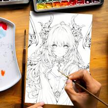 1pc 20-Page People Series Coloring Book, Featuring Cowboy, Dark Beauties, Each Page With Different Pattern Back To School,Mother's Day,Mom's Gift,Back To School,School Supplies - Multicolor - View 8