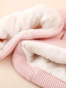 3-8 Years Girls Kids Winter Heart Pattern Knitted Hat & Scarf 2pcs Set, Warm Thermal Lined With Pompom - Heart Knitted Hat + Scarf - View 7