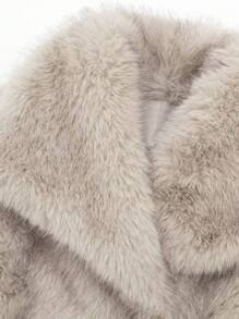 Women's Faux Fur Collar Solid Color Warm Coat For Autumn/Winter - Grey - View 11