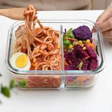 Hermetic Borosilicate Glass Lunch Box With Dividers 1000ML