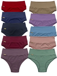 Kit 7 Calcinhas Gabi Algodão Cós Duplo Confortável Baixa Compressão Pós Parto