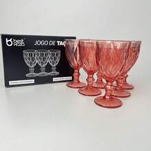 Set Of 6 Diamond Model Glasses, Light Red, 340ml - 紅色 - 查看 2