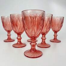 Set Of 6 Diamond Model Glasses, Light Red, 340ml - 紅色 - 查看 1