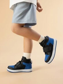 Boys Girls High Top Sneakers Hook-Loop Strap Fashion Basketball Sneakers Comfortable Kids Shoes - 彩色 - 查看 1