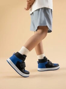 Boys Girls High Top Sneakers Hook-Loop Strap Fashion Basketball Sneakers Comfortable Kids Shoes - 彩色 - 查看 3