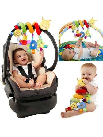 1 件螺旋彩色蜜蜂毛绒床包裹婴儿安抚玩具，带摇铃的悬挂式婴儿车配件，适合0-3岁婴儿，卡通动物婴儿车装饰玩具，婴儿带摇铃蜜蜂车悬挂式安抚玩具（配件颜色随机），婴儿床，婴儿泰迪熊，驴