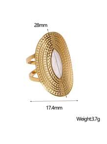 1pc Vintage Oversized Personalized Stainless Steel Geometric Openwork Ring Suitable For Women Daily And Party Wear - Open Ring - View 6