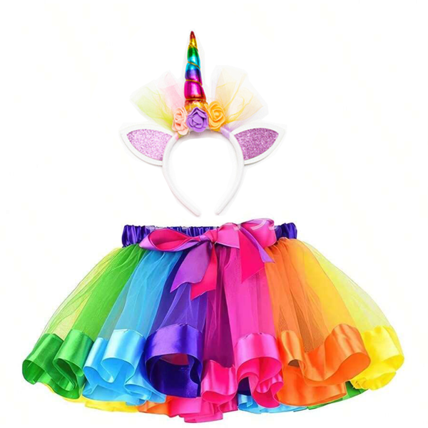 Unicorn Costume Children's Set, Fairy Costume Girls, Tutu Skirt, Ballet Skirt, Unicorn Costumes Children With Unicorn Headband Rainbow Necklace Cosplay For Carnival Party Prom Halloween