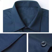 Camisa Lisa De Manga Larga Con Color Brillante Para Hombre - Azul Marino - Ver 3