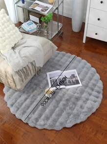 1入組仿兔毛灰色氣泡絨圓地毯，極簡純色臥室地墊，裝飾性柔軟蓬鬆窗台地墊，適用於臥室不同區域 40cm、60cm、90cm，房間裝飾 - 灰色 - 查看 6