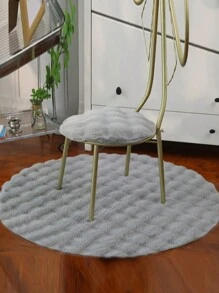 1入組仿兔毛灰色氣泡絨圓地毯，極簡純色臥室地墊，裝飾性柔軟蓬鬆窗台地墊，適用於臥室不同區域 40cm、60cm、90cm，房間裝飾 - 灰色 - 查看 5