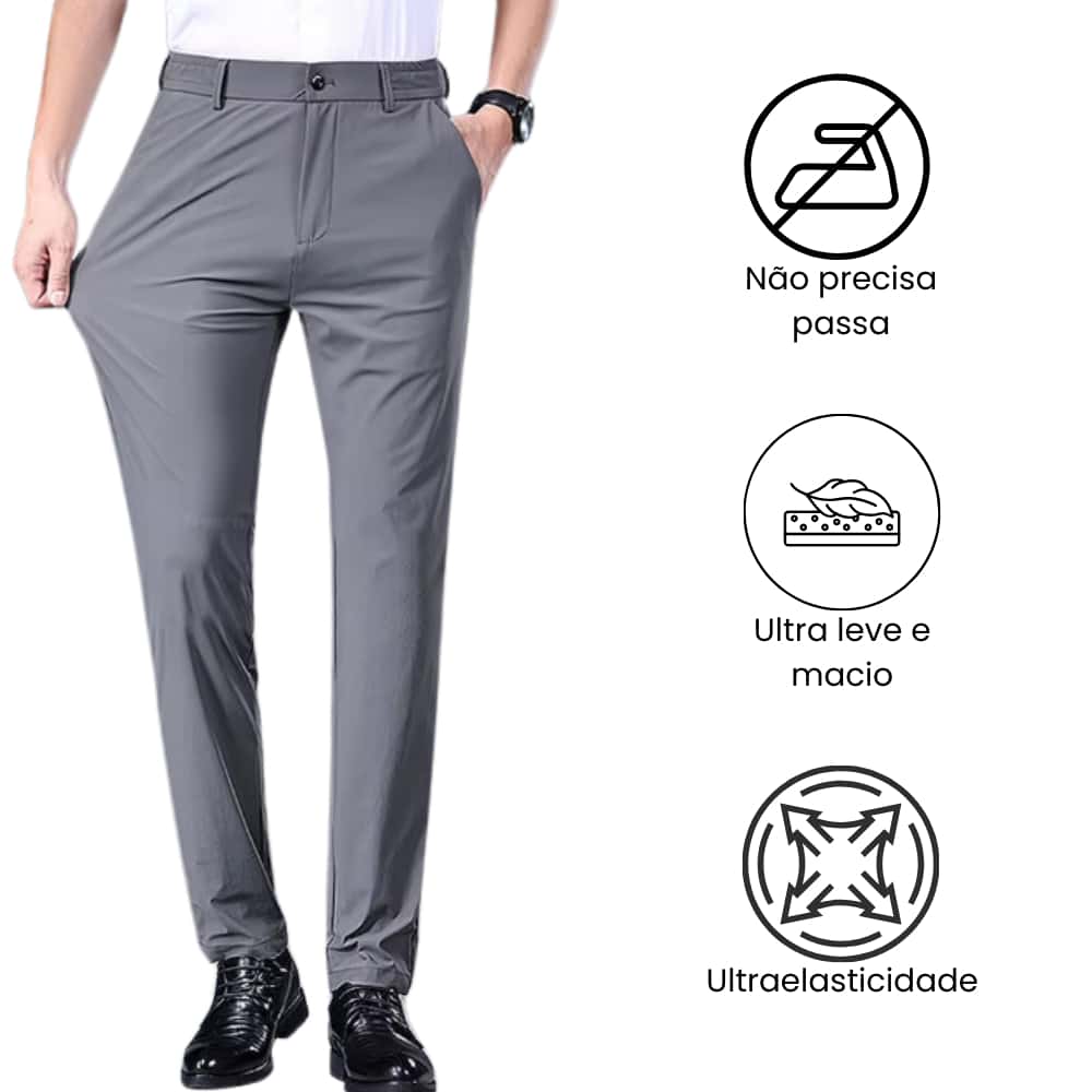 Premium Lycra Tech Comfort Tailored Dress Pants - Light Grey - View 1
