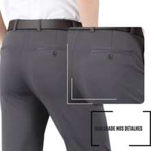 Premium Lycra Tech Comfort Tailored Dress Pants - Light Grey - View 2