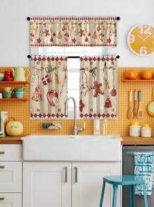 2pcs Christmas Themed All-Over Pattern Cartoon Digital Print Home Decorative Curtain Set, Multi-Seasonal - Multicolor - View 3