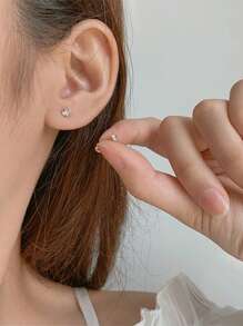 12pcs Stainless Steel Ear Ring Tragus Cartilage Hoop Ear Bone Stud Pack Set Spot Drill Hollow Heart 16G Body Piercing Jewelry Fashion Comfortable To Wear - Ear Bone Studs - View 4