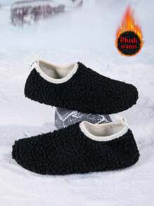 Pantuflas de felpa, pantuflas de maternidad cómodas y cálidas antideslizantes, aptas para el hogar, uso diario y yoga - Negro - Ver 3