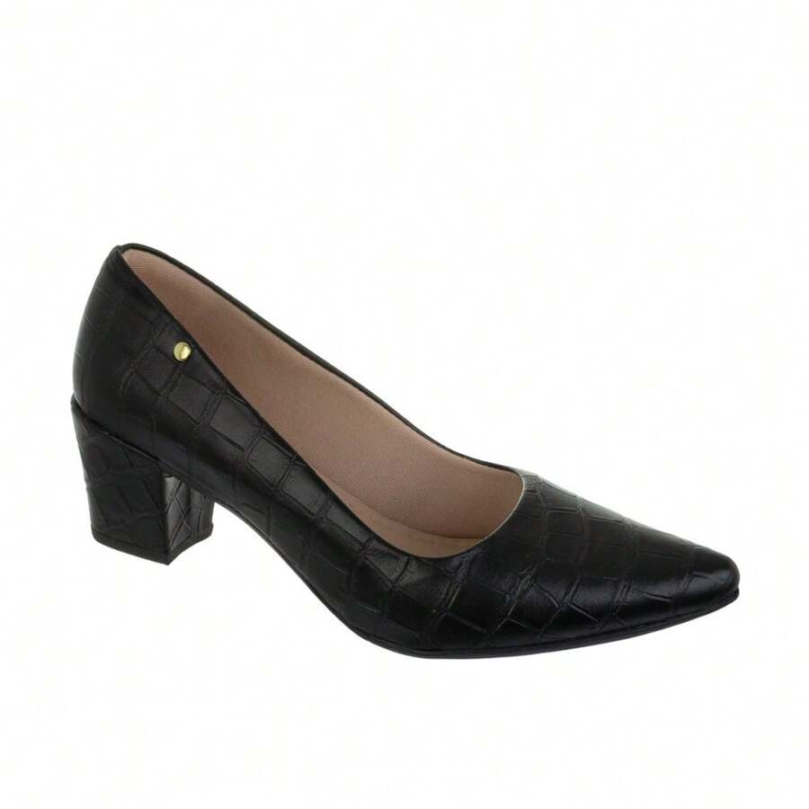 Women's Formal Shoes Scarpin Scarpan Medium Low Block Heel Pointed Toe Comfortable Confort - Ref. 1990 - màu đen - Xem 1