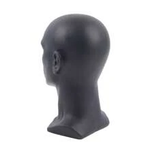 YUNRUX Male Model Head Made Of PVC Wig Head Decorative Head Mannequin Head Hats Glasses, 50 X 30 Cm, Matt Black - Black - View 7
