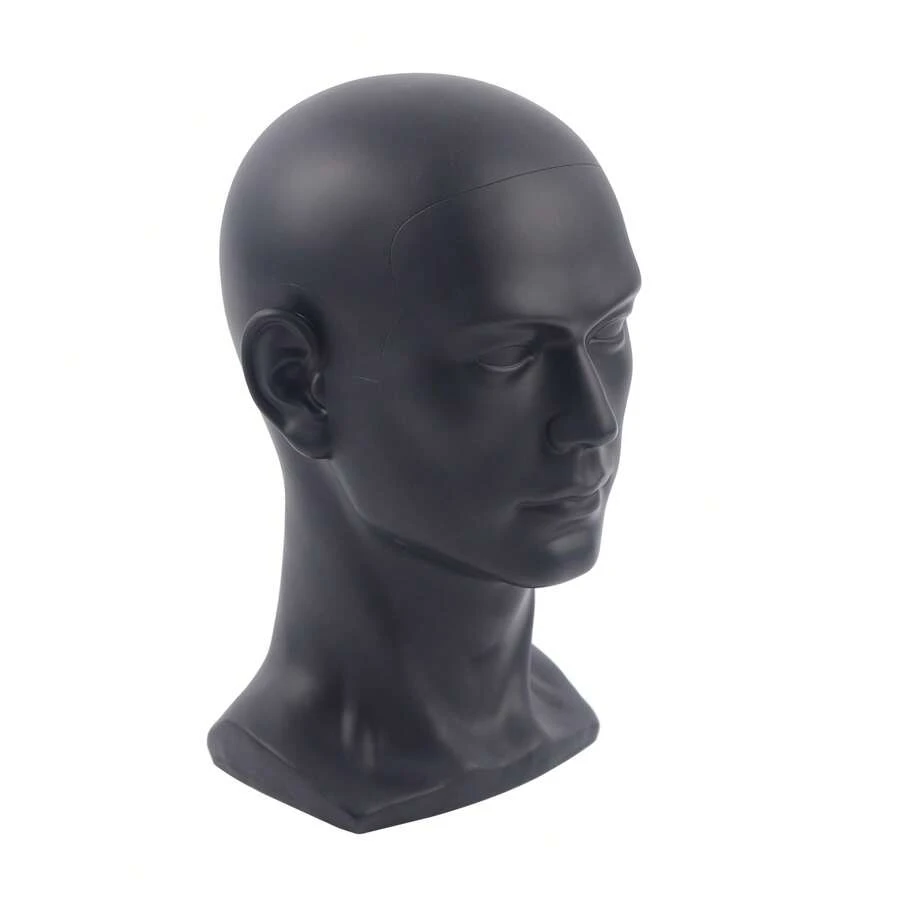 YUNRUX Male Model Head Made Of PVC Wig Head Decorative Head Mannequin Head Hats Glasses, 50 X 30 Cm, Matt Black - Black - View 1