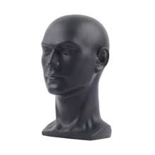 YUNRUX Male Model Head Made Of PVC Wig Head Decorative Head Mannequin Head Hats Glasses, 50 X 30 Cm, Matt Black - Black - View 5